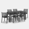 Tuinset tafel rattan 150x90cm 6 stoelen buiten zwart Meloria Dark Catalogus