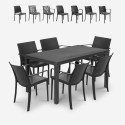 Salon de jardin table en rotin 150x90cm 6 chaises noires Meloria Dark Prix