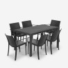 Salon de jardin table en rotin 150x90cm 6 chaises noires Meloria Dark Achat