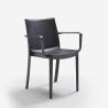 Salon de jardin table en rotin 150x90cm 6 chaises noires Meloria Dark 