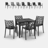 Zwarte tuinset met 4 stoelen en vierkante tafel 80x80 cm Provence Dark Kortingen