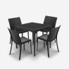 Salon de jardin table carré 80x80cm + 4 chaises noires Provence Dark Vente