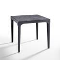 Salon de jardin table carré 80x80cm + 4 chaises noires Provence Dark 