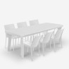 Table extensible 160-220cm + 6 chaises de jardin blanc Liri Light Dimensions