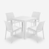 Salon de jardin table 80x80cm rotin + 4 chaises blanches Nisida Light Vente