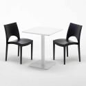 Table carrée 60x60 blanche avec 2 chaises colorées Paris Lemon Modèle