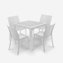Salon de jardin table 80x80cm + 4 chaises blanches Provence Light Vente