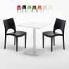 Table carrée 60x60 blanche avec 2 chaises colorées Paris Lemon Promotion