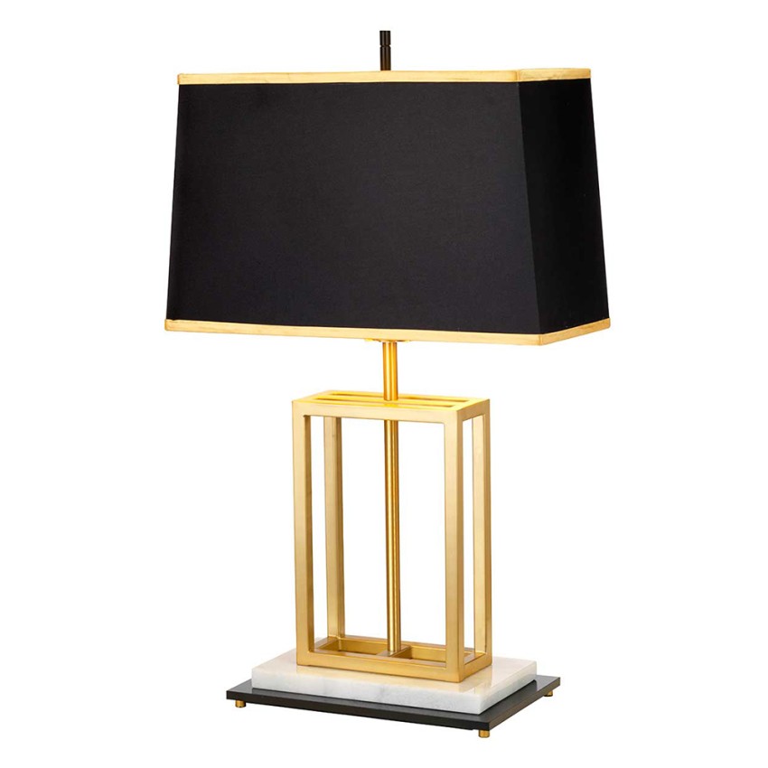 Elegante bureaulamp wit marmer met zwarte lampenkap Atlas Aanbieding Elegante bureaulamp wit marmer met zwarte lampenkap Atlas Aanbieding