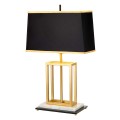 Lampe de bureau élégante en marbre blanc avec abat-jour noir Atlas Promotion