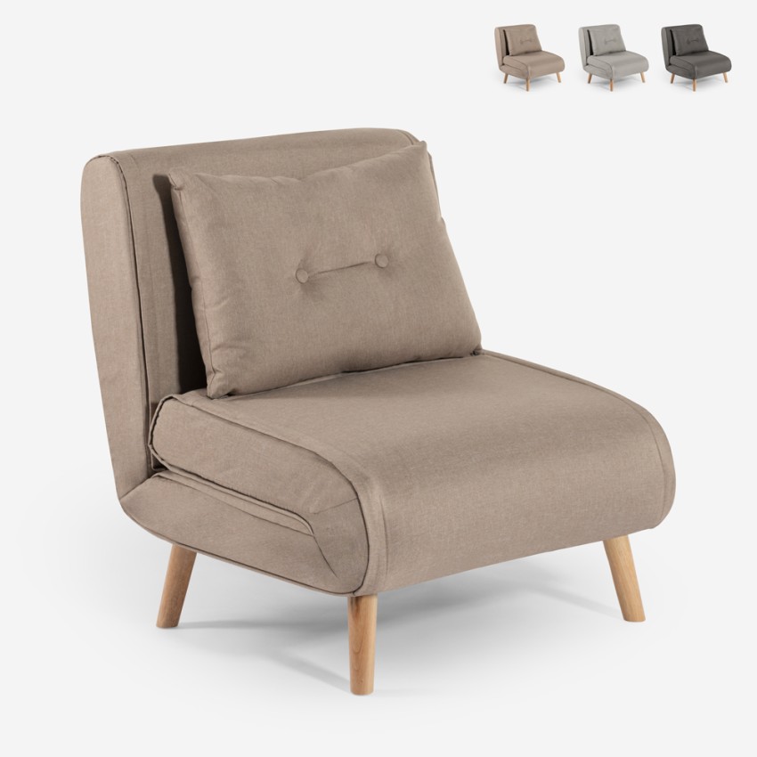 Fauteuil-lit pliant en tissu avec pieds en bois Miriam Fauteuil-lit pliant en tissu avec pieds en bois Miriam