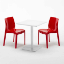 Table carrée 60x60 blanche avec 2 chaises colorées Ice Lemon 