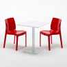 Table carrée 60x60 blanche avec 2 chaises colorées Ice Lemon 