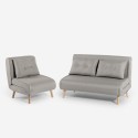 Set stoffen 2-zits slaapbank en opklapbare fauteuil in Scandinavische stijl Sienna Kortingen