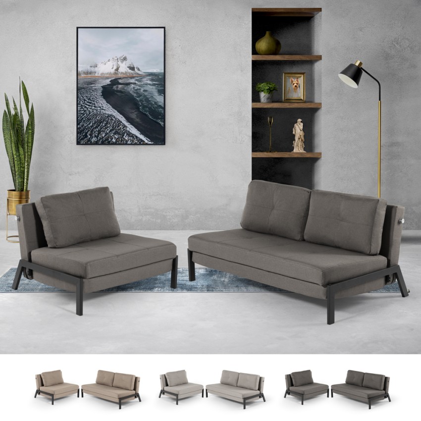 Opklapbare fauteuil en 2-zits stoffen slaapbank Elysee Verkoop