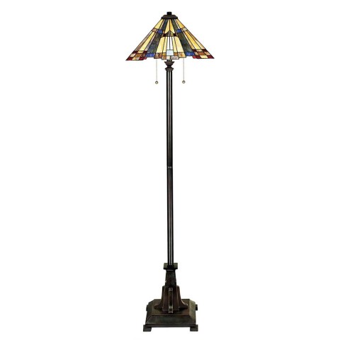Klassieke Tiffany-stijl vloerlamp met gekleurde kap Inglenook Aanbieding