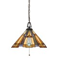 Lustre suspendu Tiffany abat-jour verre coloré 3 lumières Inglenook Promotion