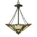 Lustre classique style Tiffany 3 lumières abat-jour en verre Inglenook Promotion