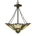 Lustre classique style Tiffany 3 lumières abat-jour en verre Inglenook Promotion