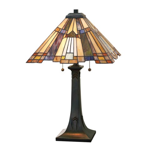 Lampe de table Tiffany 2 lumières bureau classique Inglenook Promotion