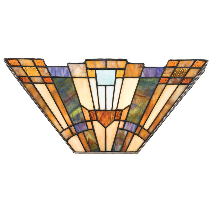 Applique murale style Tiffany en verre 2 lumières Inglenook Promotion Applique murale style Tiffany en verre 2 lumières Inglenook Promotion
