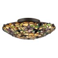 Plafonnier Tiffany lustre abat-jour en verre coloré Kami Promotion