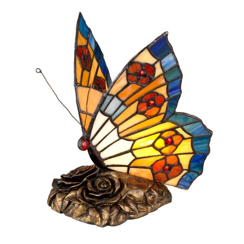 Tafellamp bureaulamp Tiffany gekleurd glas vlinder Obutterfly Aanbieding