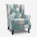 Fauteuil patchwork relax bergère inclinable repose-pieds bleu Ethron Vente