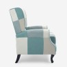 Fauteuil patchwork relax bergère inclinable repose-pieds bleu Ethron Réductions