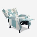 Fauteuil patchwork relax bergère inclinable repose-pieds bleu Ethron Modèle