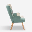 Patchwork fauteuil in Scandinavische stijl in wit, blauw en hout Chapty Kortingen
