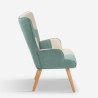 Patchwork fauteuil in Scandinavische stijl in wit, blauw en hout Chapty Kortingen