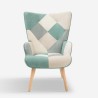 Patchwork fauteuil in Scandinavische stijl in wit, blauw en hout Chapty Aanbod