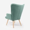 Patchwork fauteuil in Scandinavische stijl in wit, blauw en hout Chapty Korting