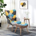 Fauteuil patchwork et repose-pieds style style scandinave Chapty Plus Remises