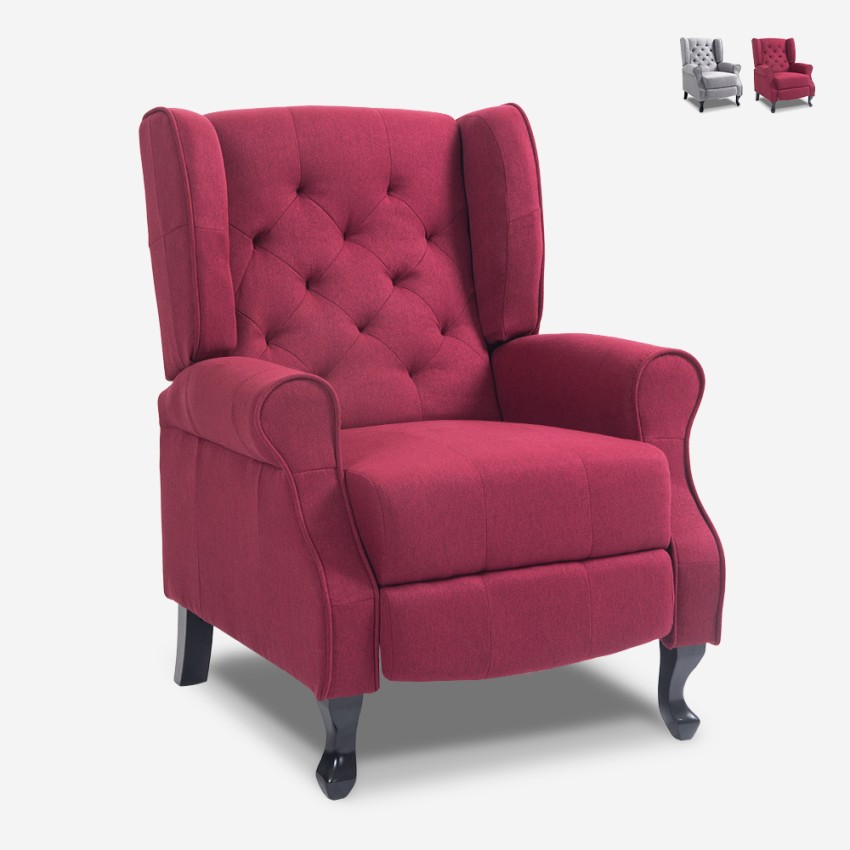 Fauteuil relax bergère inclinable moderne en tissu Ethron Class Promotion