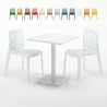 Table carrée 60x60 blanche avec 2 chaises colorées Gruvyer Lemon Remises