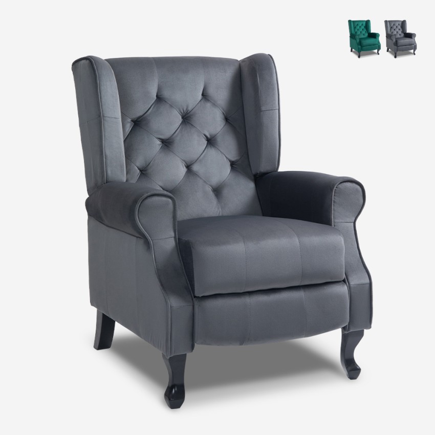 Relaxfauteuil in fluweelstof met verstelbare rugleuning Ethron Lux Verkoop