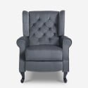 Fauteuil de salon bergère en tissu velours inclinable Ethron Lux 