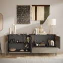 Moderne houten woonkamer dressoir 4 deuren 1 lade 206x40x86cm Adhele Afmetingen