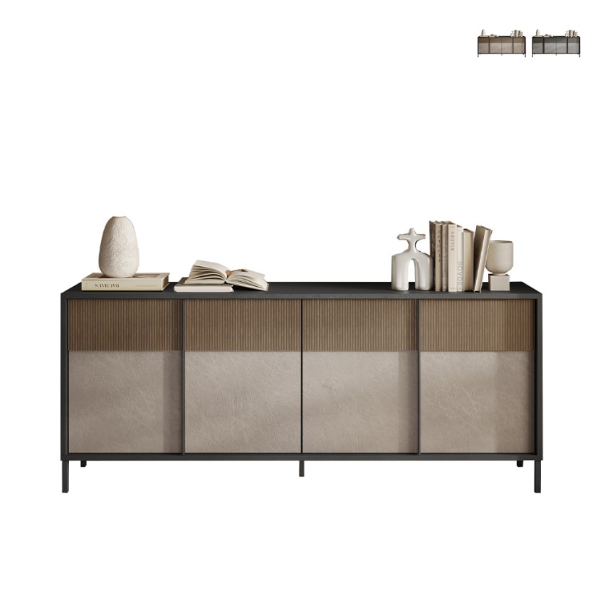 Buffet moderne salon cuisine 4 portes 206x40x86cm Solna Promotion Buffet moderne salon cuisine 4 portes 206x40x86cm Solna Promotion