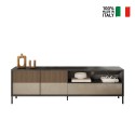 Meuble TV moderne sur pied 205x40x44cm 2 portes tiroir Jahn Réductions