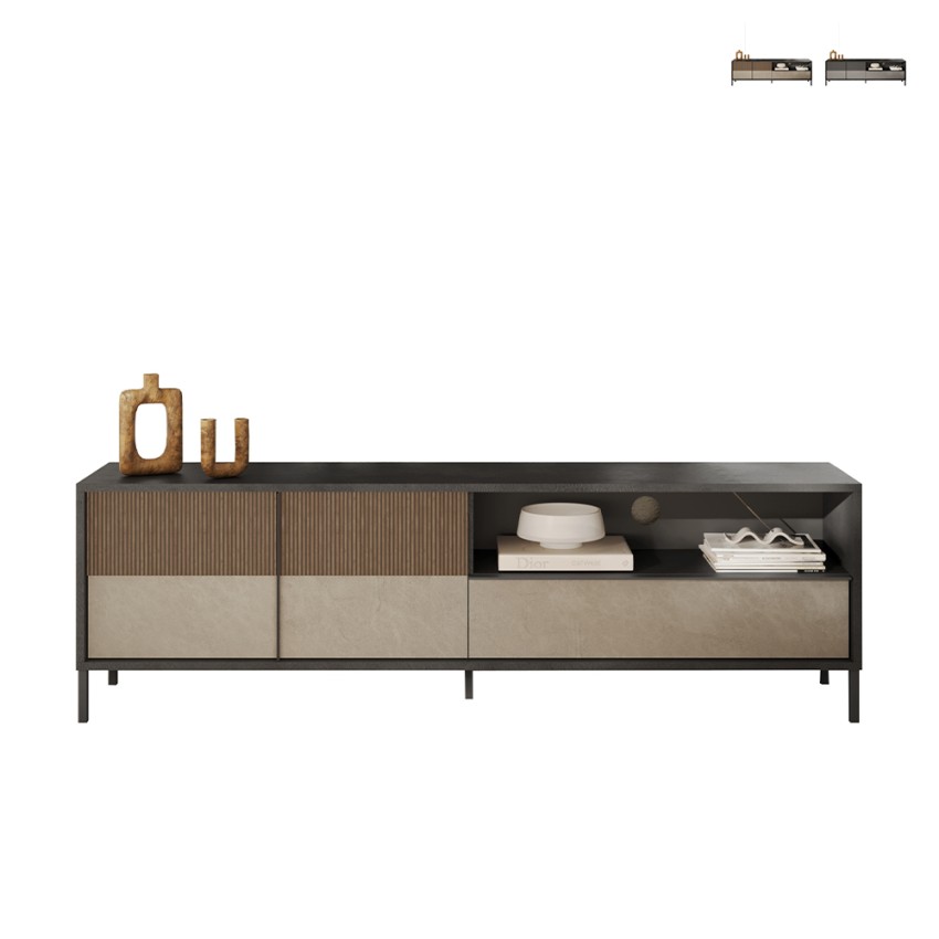 Moderne TV-meubel 205x40x44cm met 2 deuren en lade Jahn Verkoop Moderne TV-meubel 205x40x44cm met 2 deuren en lade Jahn Verkoop