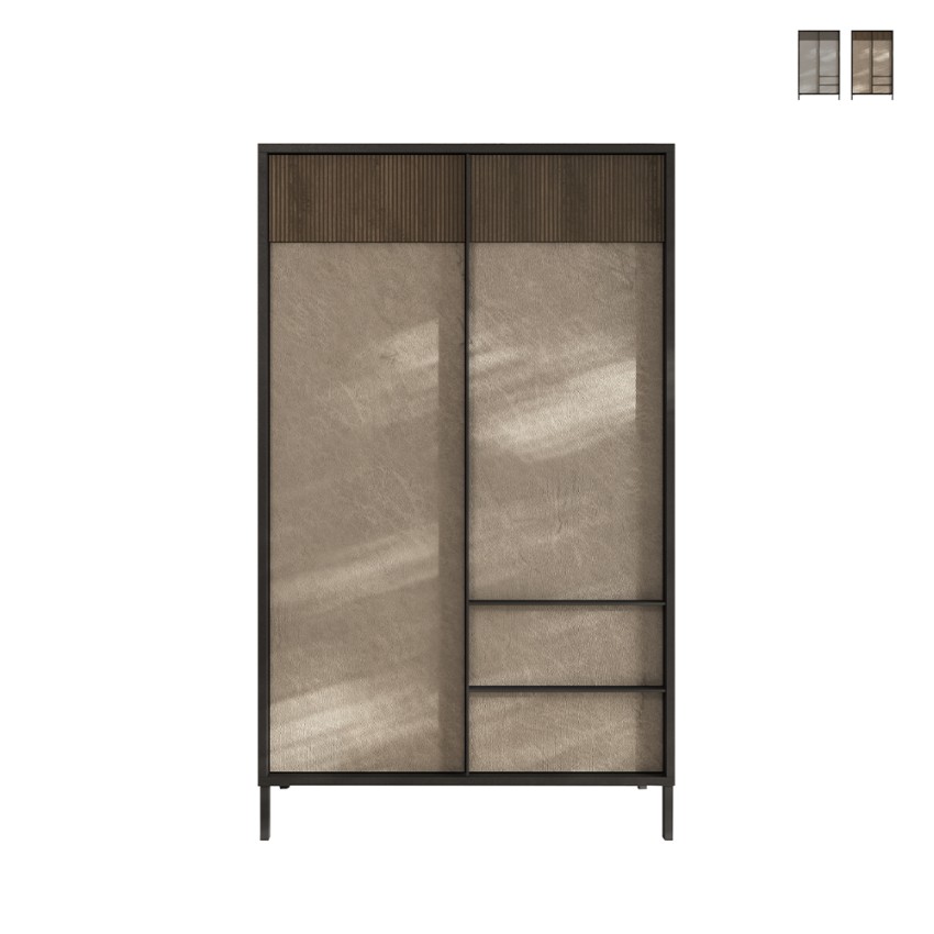 Buffet haut moderne avec 3 étagères et 2 tiroirs 106x177cm Blaine Promotion Buffet haut moderne avec 3 étagères et 2 tiroirs 106x177cm Blaine Promotion