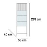 Moderne vitrinekast woonkamer met 2 legplanken 55x40x203cm Winona Afmetingen