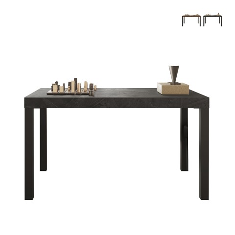 Table de salle à manger cuisine 140x90 cm en bois moderne pieds en fer Sartel Promotion