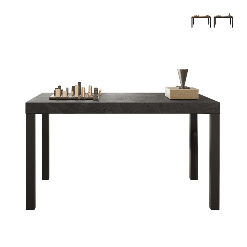 Table de salle à manger cuisine 140x90 cm en bois moderne pieds en fer Sartel Promotion