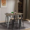 Table haute de cuisine et bar style industriel pour tabourets 120x60x106 Catal Dimensions