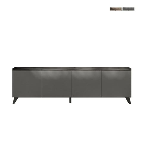 Ontwerp van mobiele TV-kast 4 deuren woonkamer modern hout 241x42x72cm Hemet Aanbieding