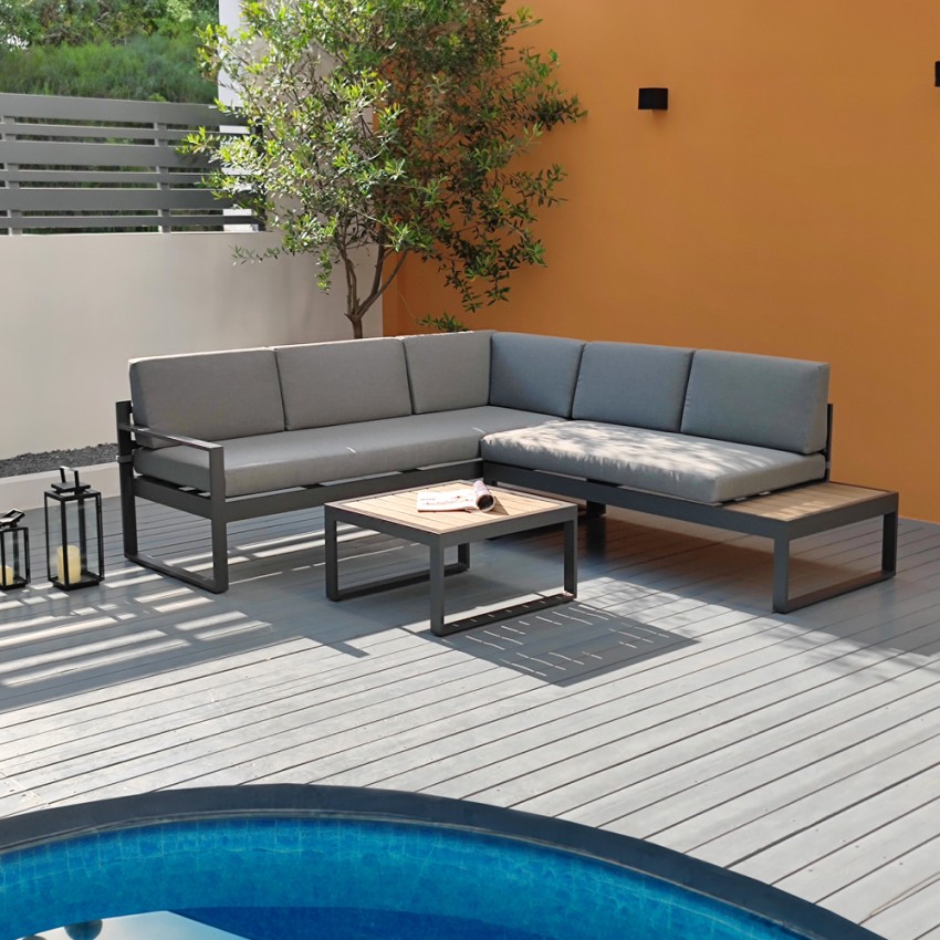 Salon de jardin canapé d'angle extérieur 5 places table basse Eysha Promotion Salon de jardin canapé d'angle extérieur 5 places table basse Eysha Promotion